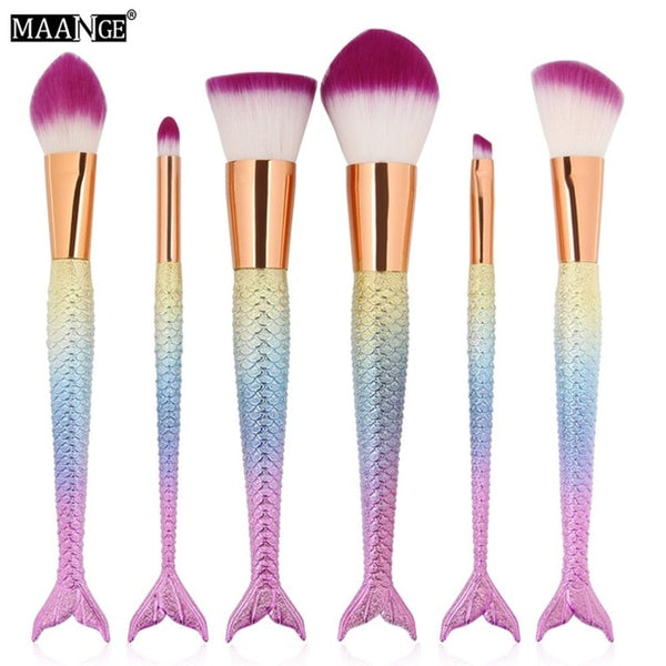 1-16PCS Big Mermaid Makeup Brushes Set