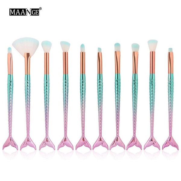 1-16PCS Big Mermaid Makeup Brushes Set