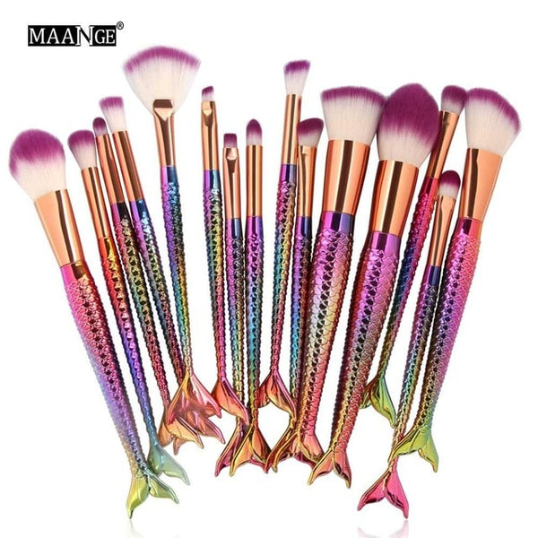 1-16PCS Big Mermaid Makeup Brushes Set