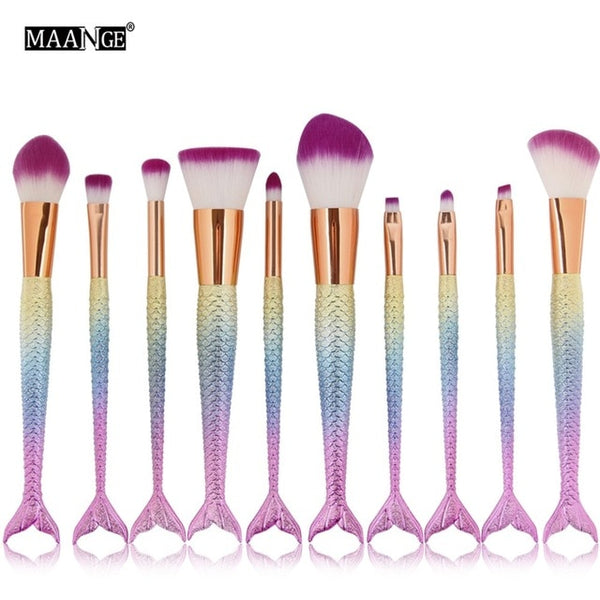1-16PCS Big Mermaid Makeup Brushes Set