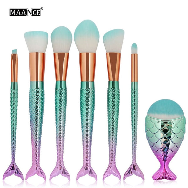 1-16PCS Big Mermaid Makeup Brushes Set