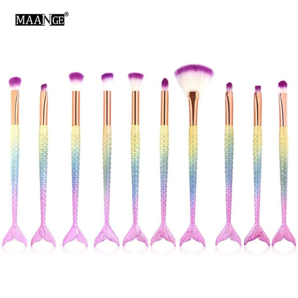 1-16PCS Big Mermaid Makeup Brushes Set