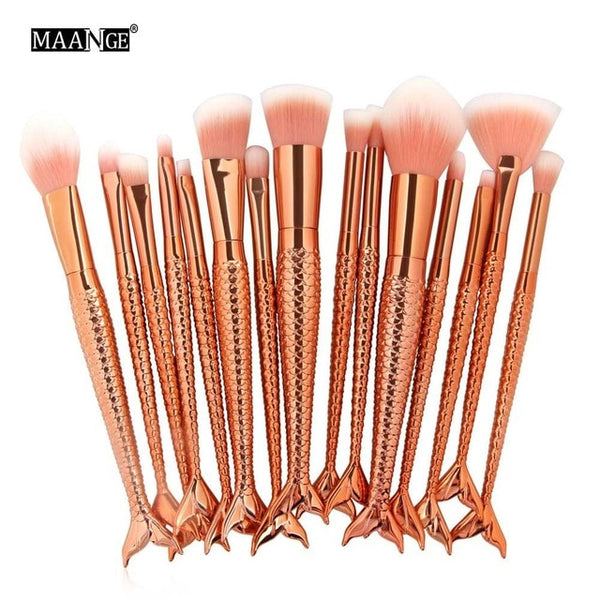 1-16PCS Big Mermaid Makeup Brushes Set