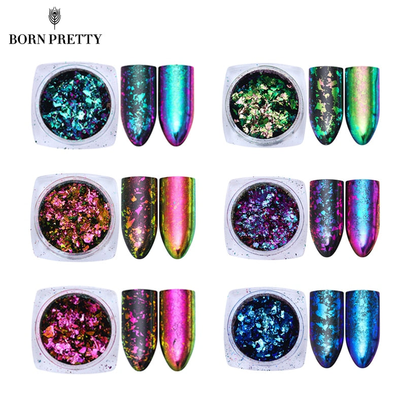 1 Box Irregular Chameleon Nail Sequins Glitter Colorful Flakies Powder Paillette Manicure Nail Art Decoration
