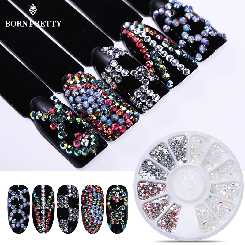1 Box Multi Color Nail Art Studs Resin Nail Rhinestones Shinny Jelly 3D Decorations in Wheel Manicure Tip Accessories