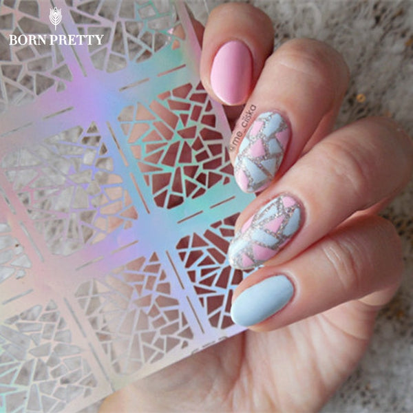 1 Sheet Irregular Pattern Nail Vinyls Rose Manicure Nail Art Stencil Stickers 12 Tips/Sheet