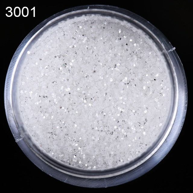 10ml/Box Nail Glitters Powder Nails Tips White Silver Powder Dust 1mm & 2mm & 3mm Mixed Manicure Nail Art Decorations