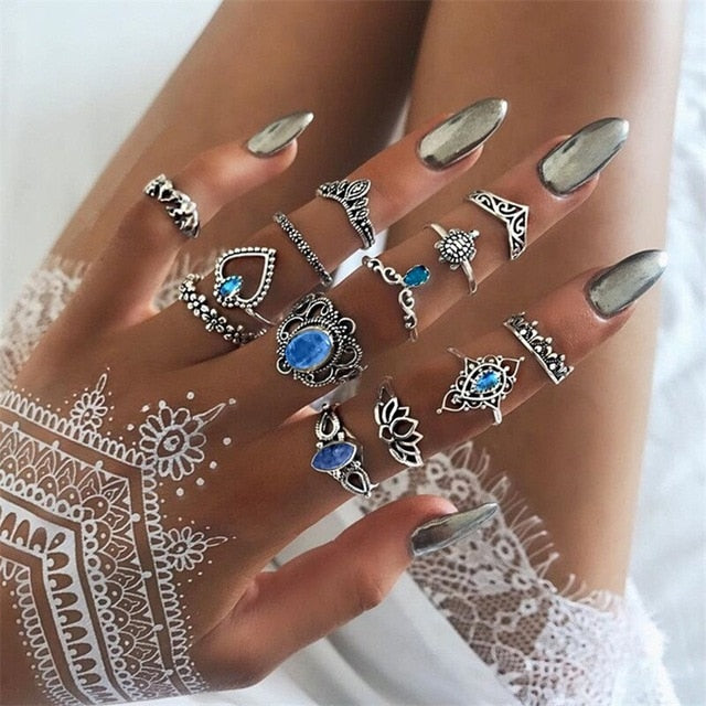 13 Pcs/Set Women Fashion Ring Lady Party Ring Set