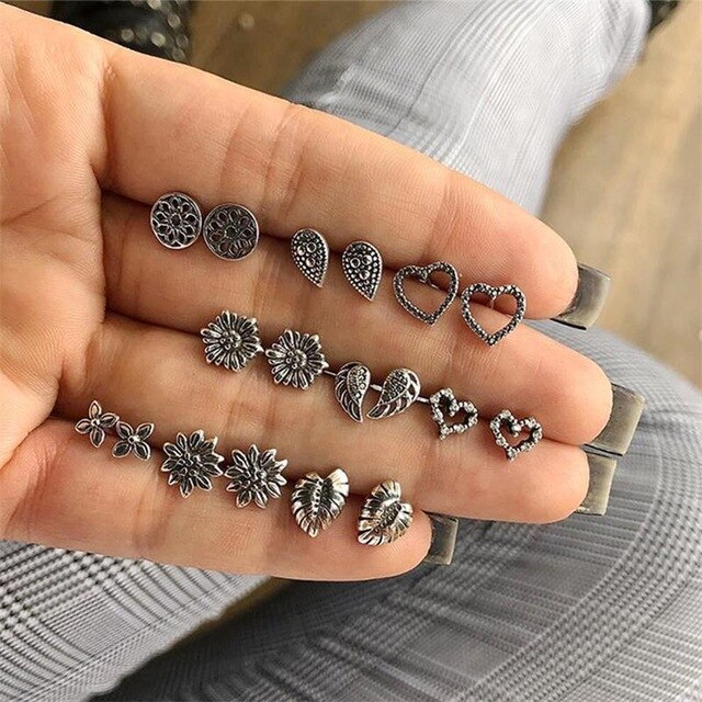 18 Pcs/Set Women Fashion Earrings Set Wedding Ear Studs