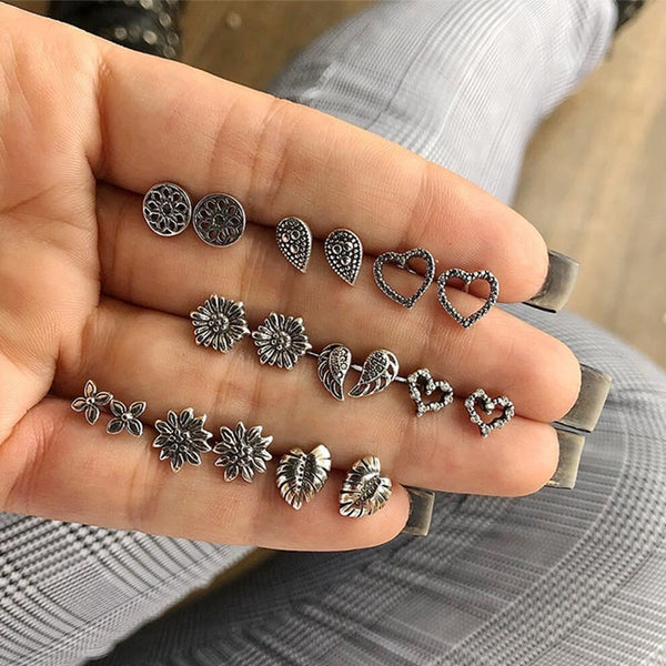 18 Pcs/Set Women Fashion Earrings Set Wedding Ear Studs