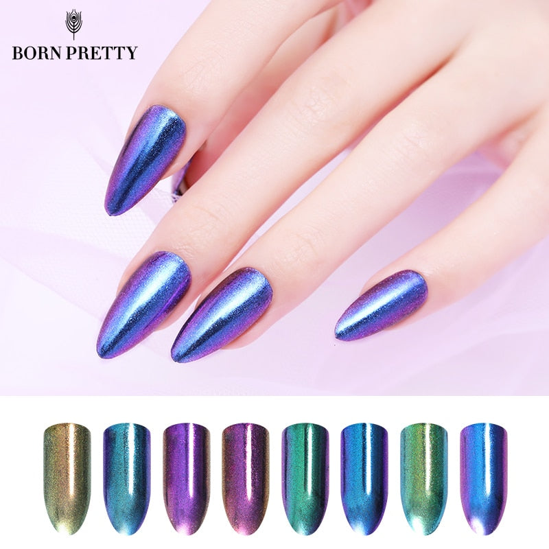 1g/box Chameleon Mirror Nail Glitters Shinning Powder Gorgeous Nail Art Chrome Pigment Manicure Dust Nail Art Decorations