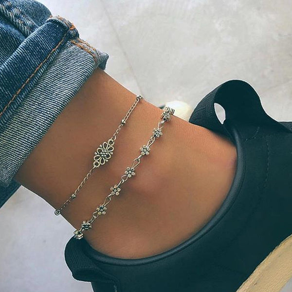 2 Pcs/set Women Anklet Charm Beach Party Jewelry
