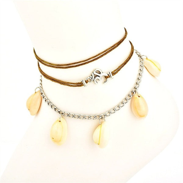 2 Style  Anklet  Women Creative Beach Multilayer Anklet Set Combination