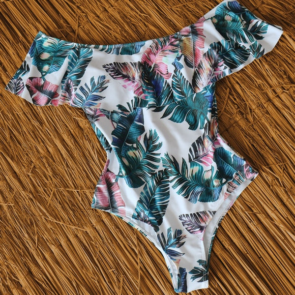New Sexy Off The Shoulder Solid Swimwear Women
