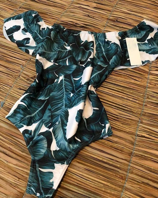 New Sexy Off The Shoulder Solid Swimwear Women