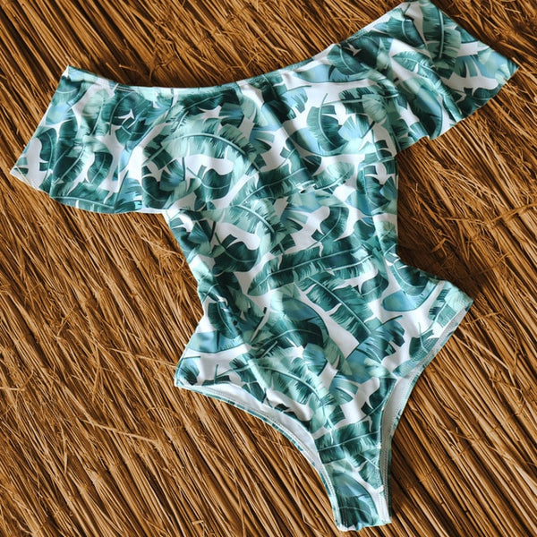 New Sexy Off The Shoulder Solid Swimwear Women