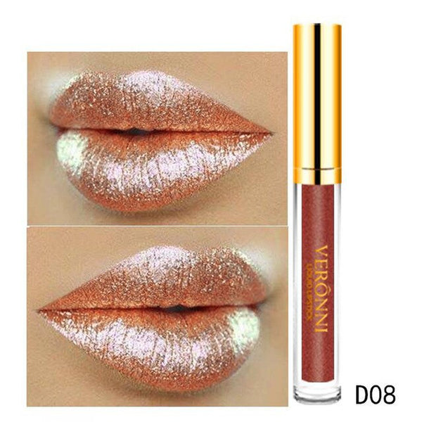 Women's Fashion 10 Color Womens Magic Glitter Flip Lipstick Flip Pull Matte Pearl Lip Gloss Clu