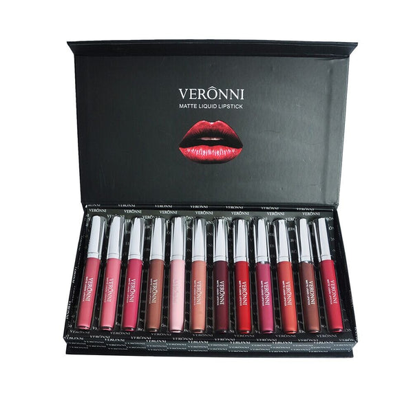 Women's Fashion 12Pcs/Set Makeup Waterproof Matte  Long Lasting Lip Gloss