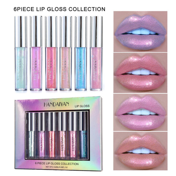 New Fashion 6Pcs/Set Waterproof Long Lasting Liquid Polarize Light Lipstick Makeup Lip Gloss