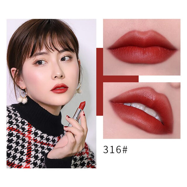 New Fashion Waterproof Lipstick Matte Pumpkin Color Lipstick Eat Earth Rich Vitamin E Moistu Maquiagem Drop Shipping