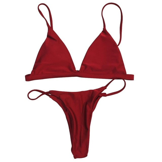 Women Solid Bikini Set