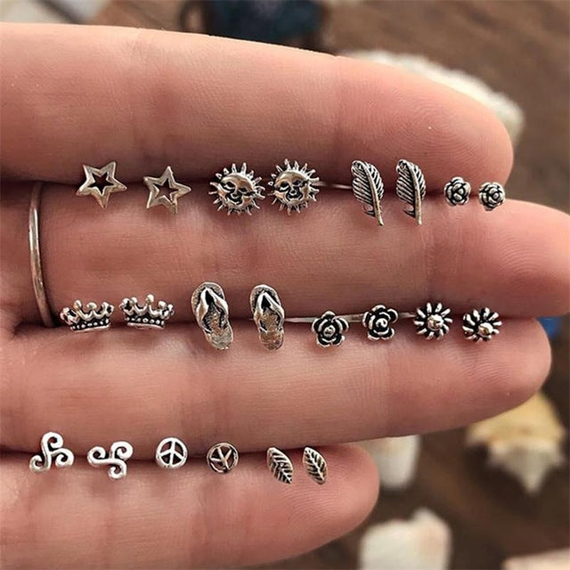 22 Pcs/Set Women  Earring Set Peace Om Yoga Earring Party Jewelry Gift