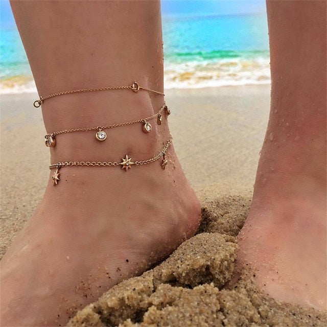 3 Pcs/Set  Anklet Set Women Fashion Exquisite Jewelry