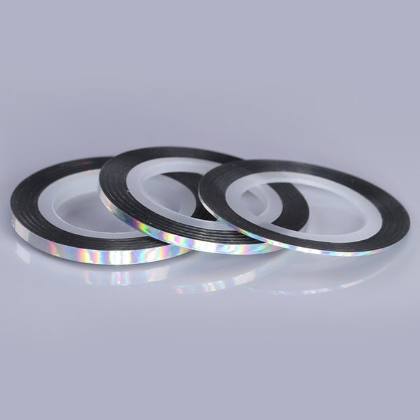 3 Rolls Holographic Nail Line Decal Set Striping Tapes 1mm 2mm 3mm Adhesive  Laser Manicure Nail Decoration Sticker