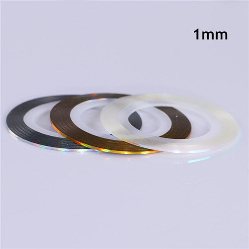 3 Rolls Holographic Nail Line Decal Set Striping Tapes 1mm 2mm 3mm Adhesive  Laser Manicure Nail Decoration Sticker
