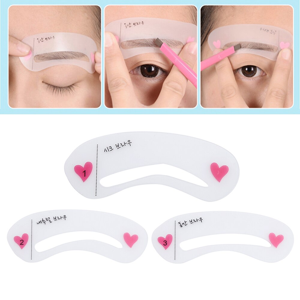 3 pièces Nouveaux Pochoirs À Sourcils 3 styles réutilisables sourcil dessin carte guide sourcils modèle bricolage Maquillage Sourcils Outil de Coiffage