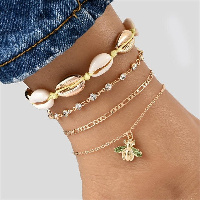 4 Pcs/set Fashion Anklets Women Exquisite Summer Party Beach Jewelry Gift