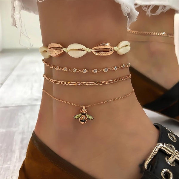 4 Pcs/set Fashion Anklets Women Exquisite Summer Party Beach Jewelry Gift