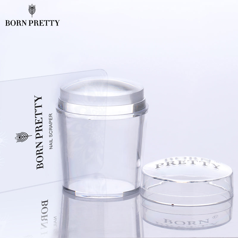 4cm XL Clear Marshmallow Silicone Jelly Stamper with Cap 1PC Nail Art Stamper & Scraper Stamp Tool Set # 26498