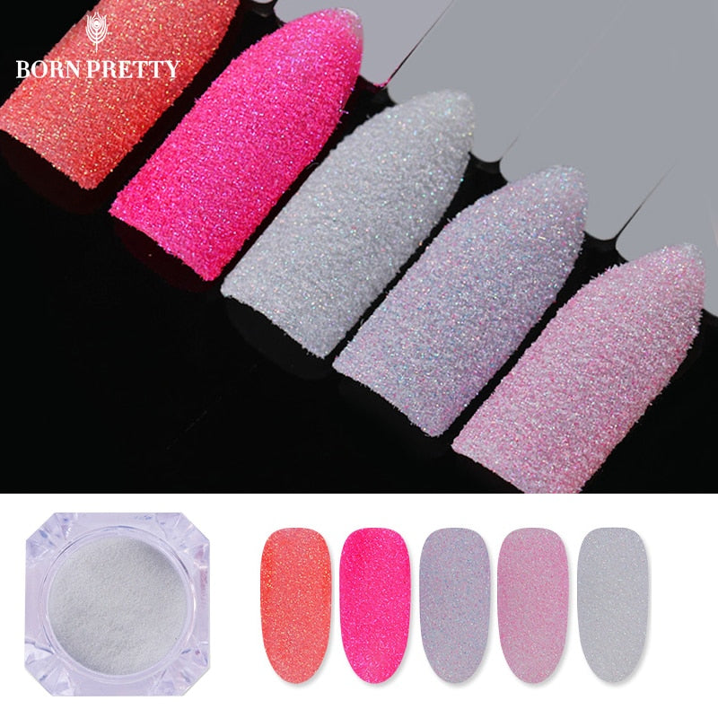 5 Boxes Holographic Nail Sugar Sandy Glitter Powder Set Summer Color Pigment Dust Manicure Nail Art Decoration
