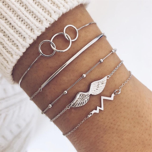 5 Pcs/set  Bracelets Ladies Charm Beach Accessories Bangle Lover Gifts