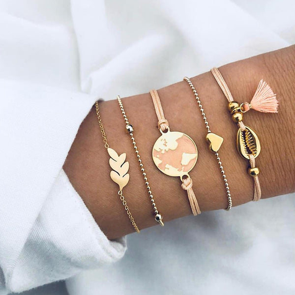 5 Pcs/set Bracelet Set Women Party Beach Bangle Jewelry Gift