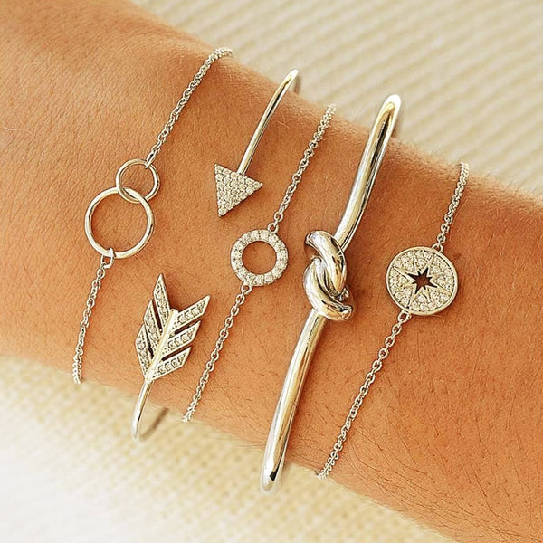 5 Pcs/set Fashion Bracelet Set Women Charm Party Jewelry Gift