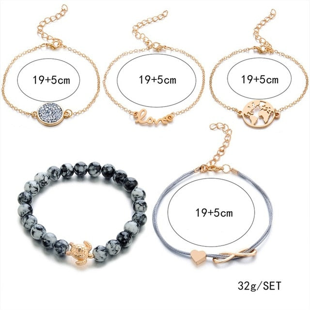 5 Pcs/set Women  Bracelet Set Party Jewelry Gift