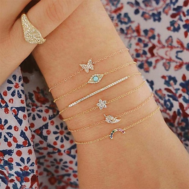 6 Pcs/set Women Bracelet Set Bohemian Vintage Jewelry Accessories