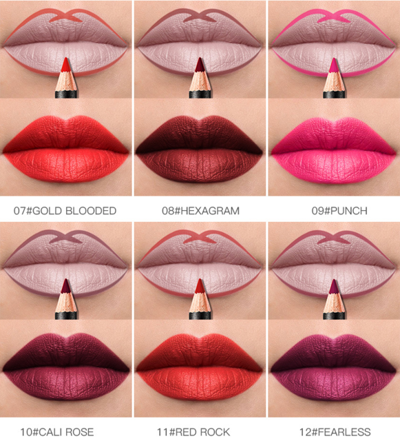 HOT 6PCs/set 36 Colors Nude lip liner Matte Lip liner Pencil Waterproof