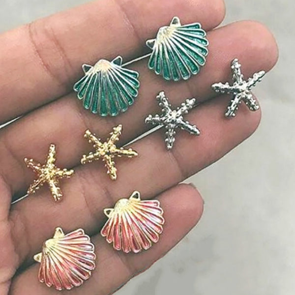 8 Pcs/set Earrings Set Women Summer Beach Party Jewelry Accessories
