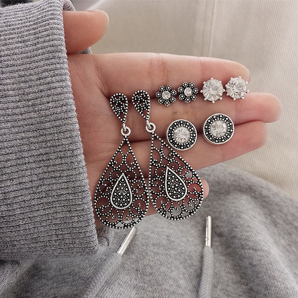 8 Pcs/set Women's Fashion Earrings Bohemian Jewelry Accessories