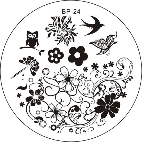 BORN PRETTY Round Nail Stamping Plate Geometry Catcher Feather Ballet Swan Dream Flower Manicure Nail Art Image Template
