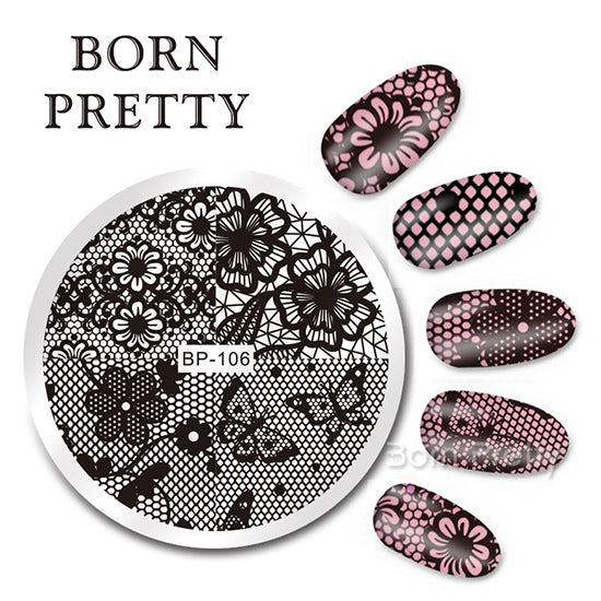 BORN PRETTY Round Nail Stamping Plate Geometry Catcher Feather Ballet Swan Dream Flower Manicure Nail Art Image Template