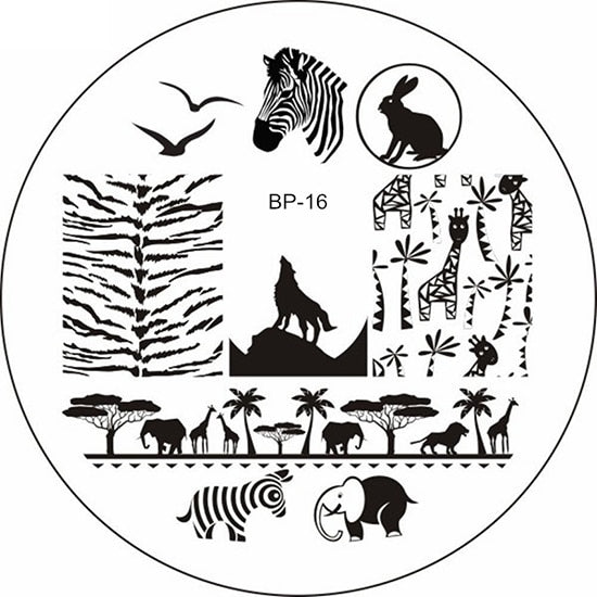 BORN PRETTY Round Nail Stamping Plate Geometry Catcher Feather Ballet Swan Dream Flower Manicure Nail Art Image Template