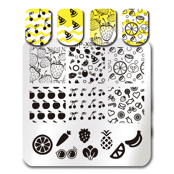 BORN PRETTY Summer Pattern Nail Stamping Template Summer Fruit Leaf Image Rectangle Nail Art Stamp Plate