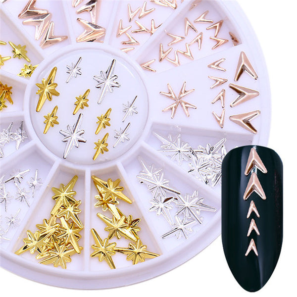 Double-sided 3D Nail Rhinestone Gold Clear Manicure Flatback Marquise Heart Water Drop Nail Art Decoration in Wheel