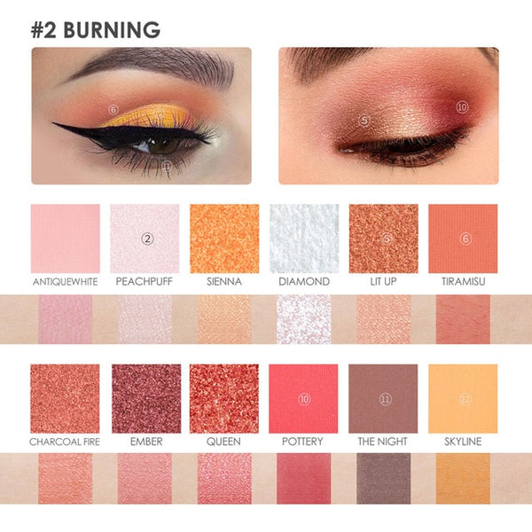FOCALLURE 12 Colors Eyeshadow High Quality Smooth Soft Shimmer Glitter Palette Eyeshadow