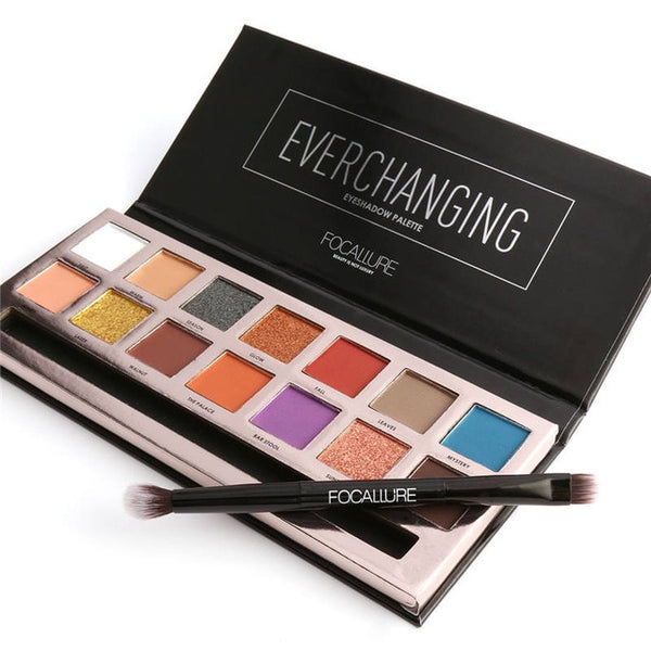 FOCALLURE 14 Colors Eye Shadow Palette Matte Glitter High Pigment Hot in ins Palette Eyeshadow with Brush Eyes Makeup Eyeshadow