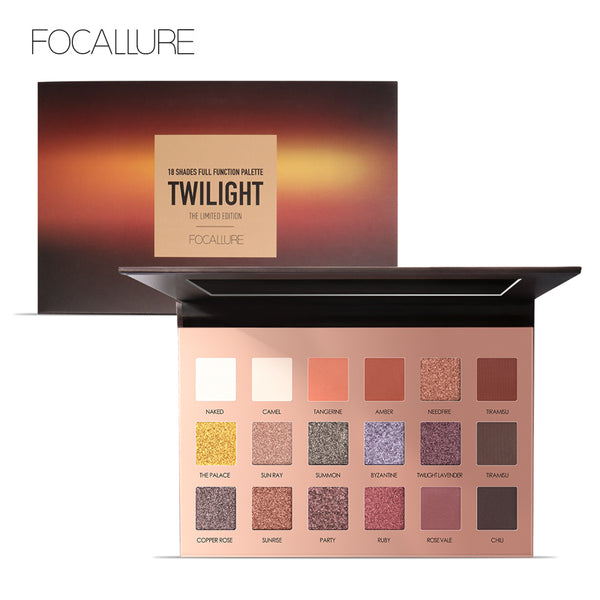 FOCALLURE 18Pcs Highly Pigmented Glitter Eye Shadow Flash Shimmer Eyeshadow with Matte Colors Easy to Wear Eye Daily Makeup